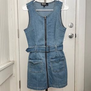 Mini jean dress zip up